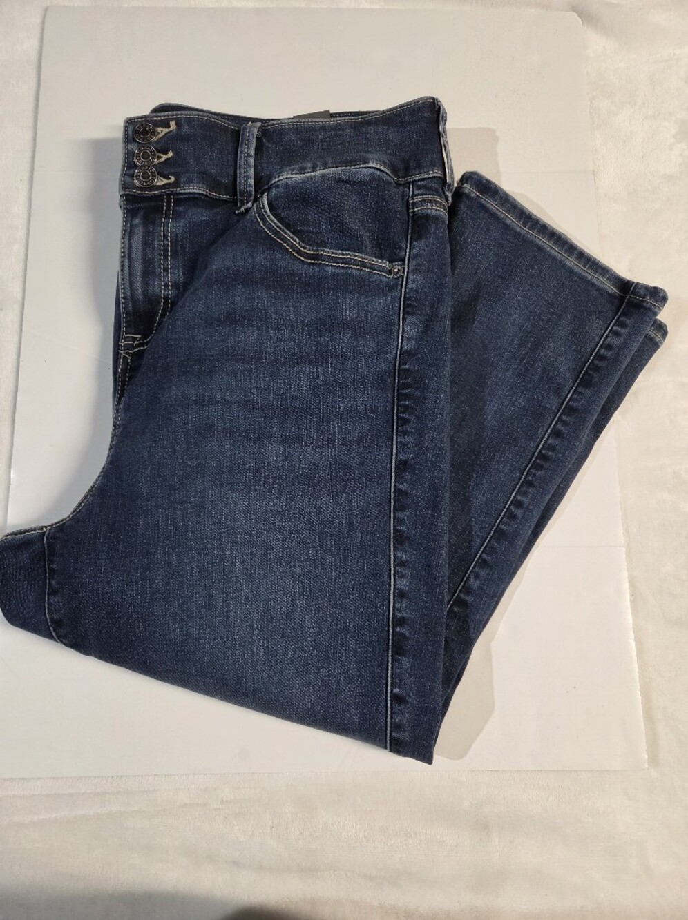 torrid Dark Indigo Cropped Jeans with Triple Button Waist